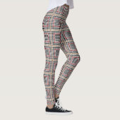 Red Black Brown Houndstooth Glen Check Patroon Leggings (Rechts)