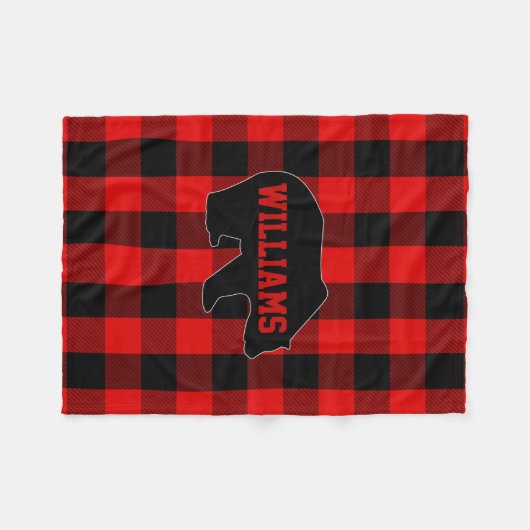 Red Black Buffalo Check Lumberjack Beer monogram Fleece Deken (Voorkant (Horizontaal))