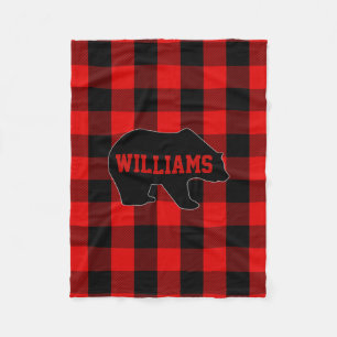 Red Black Buffalo Check Lumberjack Beer monogram Fleece Deken