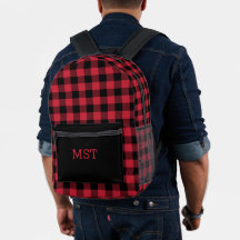 Red Black Buffalo Check met Monogram