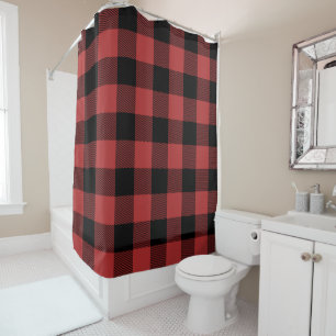 Red Black Buffalo Check Pset Douchegordijn
