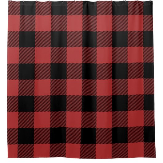 Red Black Buffalo Check Pset Douchegordijn (Voorkant)