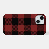 Red Black Buffalo Check Pset iPhone 15 Case (Achterkant horizontaal)