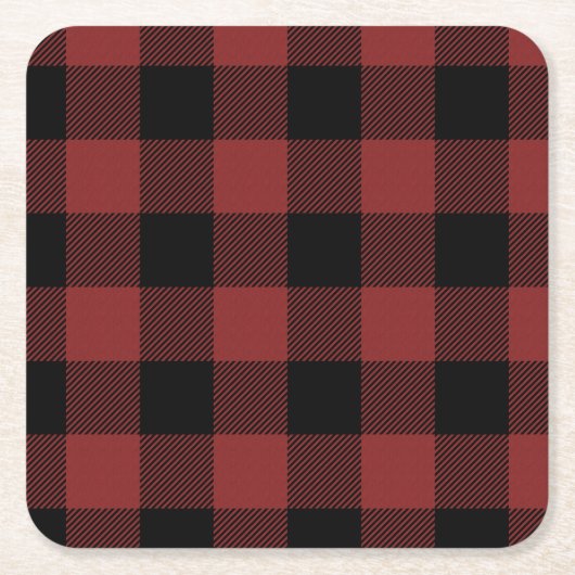 Red Black Buffalo Check Pset Kartonnen Onderzetters (Voorkant)