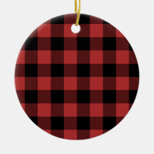 Red Black Buffalo Check Pset Keramisch Ornament