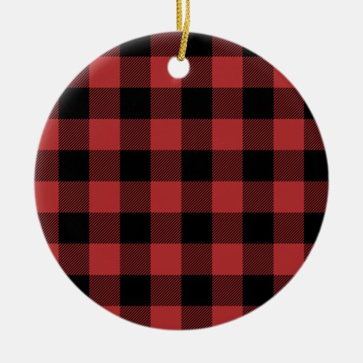 Red Black Buffalo Check Pset Keramisch Ornament (Voorkant)