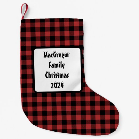 Red Black Buffalo Check Pset Kleine Kerstsok (Voorkant)