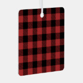 Red Black Buffalo Check Pset Metalen Ornament (Voorkant Rechts)