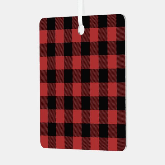 Red Black Buffalo Check Pset Metalen Ornament (Voorkant links)