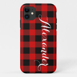 Red Black Buffalo Check Pset Name Monogram NL Case-Mate iPhone Case