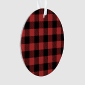 Red Black Buffalo Check Pset Ornament (voorkant)