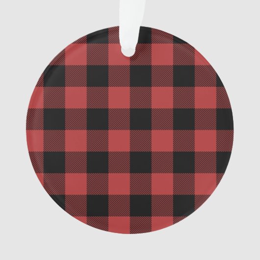 Red Black Buffalo Check Pset Ornament (voorkant)