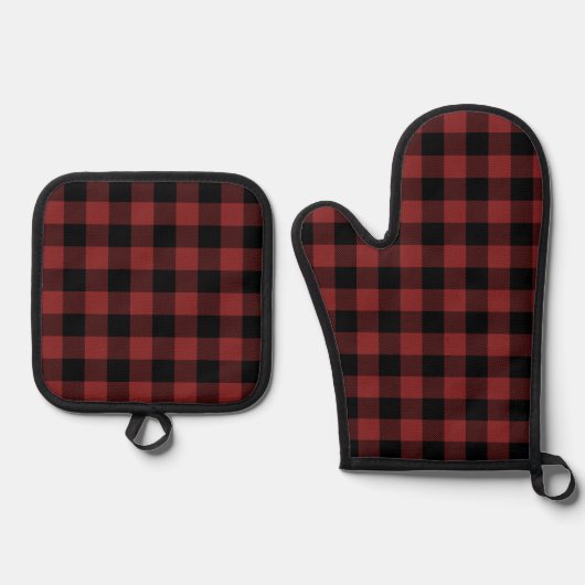 Red Black Buffalo Check Pset Ovenwant & Pannenlap Set (Voorkant)