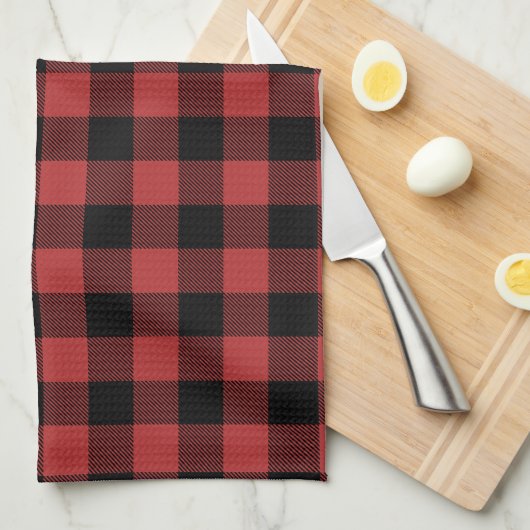 Red Black Buffalo Check Pset Theedoek (Quarter Fold)