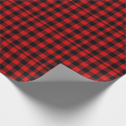 Red Black Buffalo Checked Flanel-look Land Cadeaupapier (Hoek)