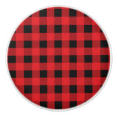 Red Black Buffalo Checker Pset Country Rustic Keramische Knop (Voorkant)