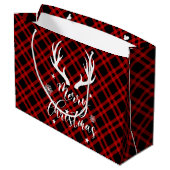Red Black Buffalo Deer Antlers Kerstmis Groot Cadeauzakje (Achterkant Gekanteld)