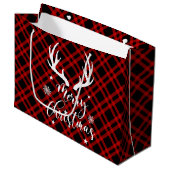 Red Black Buffalo Deer Antlers Kerstmis Groot Cadeauzakje (Voorkant Gekanteld)