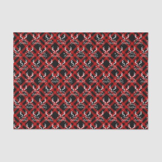 Red Black Buffalo Deer Antlers Kerstmis Tissuepapier (Voorkant)