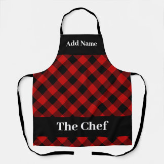 Red Black Buffalo Gingham Check het Chef Schort