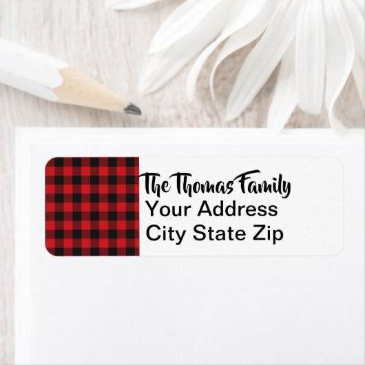 Red Black Buffalo met kerstfeestdag Etiket (Insitu)