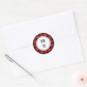 Red Black Buffalo met kerstfeestdag Ronde Sticker (Envelop)