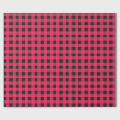 Red Black Buffalo Plaid Check Tartan Patterned Cadeaupapier (Vlak)