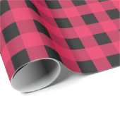 Red Black Buffalo Plaid Check Tartan Patterned Cadeaupapier (Rol Hoek)