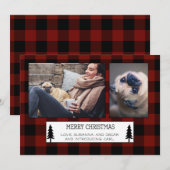 Red Black Buffalo Plaid Check Vakantie Kaart (Voorkant / Achterkant)