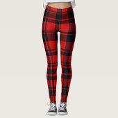Red Black Buffalo Plaid Christmas Holiday Leggings (Voorkant)