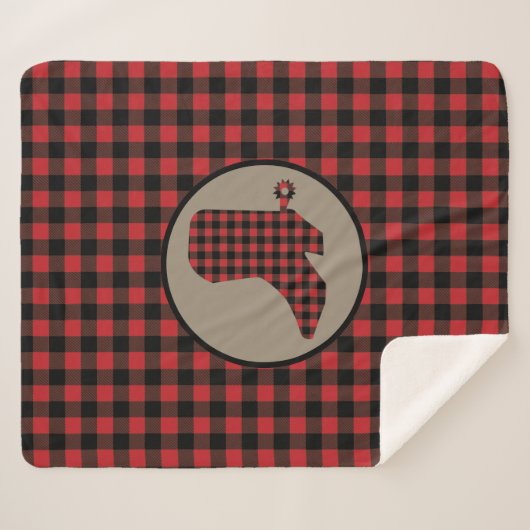 Red Black Buffalo Plaid Cowboy Boot Sherpa Deken (Voorkant (horizontaal))