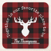 Red Black Buffalo Plaid Family Party Kartonnen Onderzetters (Voorkant)