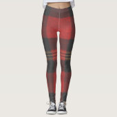 Red Black Buffalo Plaid Flannel Tartan Leggings (Voorkant)