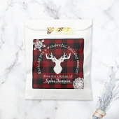 Red Black Buffalo Plaid Kerstfeest Bedankzakje