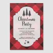 Red Black Buffalo Plaid Kerstfeest magneet (Voorkant)