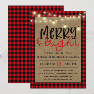 Red Black Buffalo Plaid Kraft kerstfeest in Amster Kaart