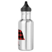 Red Black Buffalo Plaid Nebraska Monogram Waterfles (Rechts)