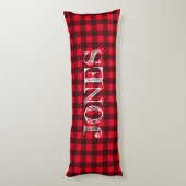Red & black buffalo plaid pattern personalized lichaamskussen (Achterkant (Verticaal))
