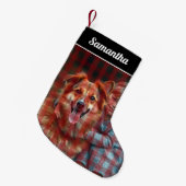 Red Black Buffalo Plaid Personalized photo Kleine Kerstsok (Voorkant (Hangend))