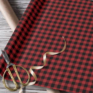 Red Black Buffalo Plaid Rustieke Check Traditionee Cadeaupapier