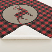 Red Black Buffalo Plaid Standing Buck Deer Sherpa Deken (3/4)