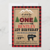 Red Black Buffalo Plaid Verjaardagsfeestje Uitnodi Kaart (Voorkant)