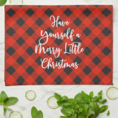 Red Black Buffalo Plaid Vrolijk Kerstfeest Theedoek (Gevouwen)