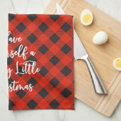 Red Black Buffalo Plaid Vrolijk Kerstfeest Theedoek (Quarter Fold)
