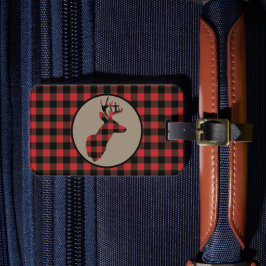 Red Black Buffalo Play Deer Bagagelabel
