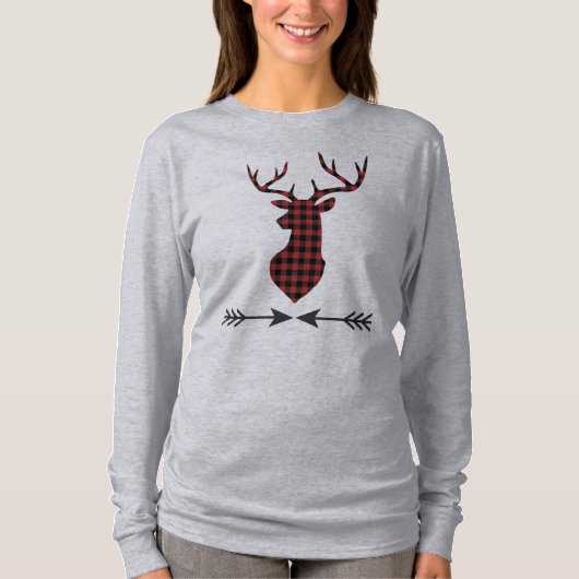 Red Black Buffalo Play Deer T-shirt (Voorkant)