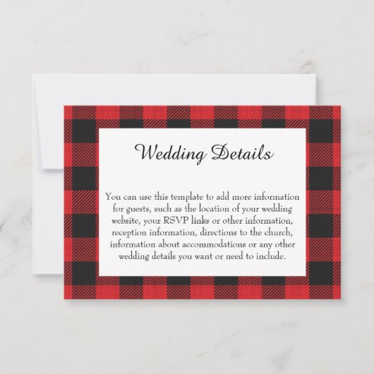 Red Black Buffalo Play Wedding Kaart (Voorkant)