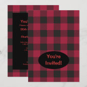 Red Black Buffalo Pset Check Party Event Kaart (Voorkant / Achterkant)