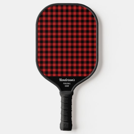 Red Black Buffalo Pset Check Patroon Aangepaste te Pickleball Paddle (Achterkant)