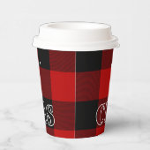 Red Black Buffalo Pset Checkered Merry Kerstmis Papieren Bekers (Rechts)